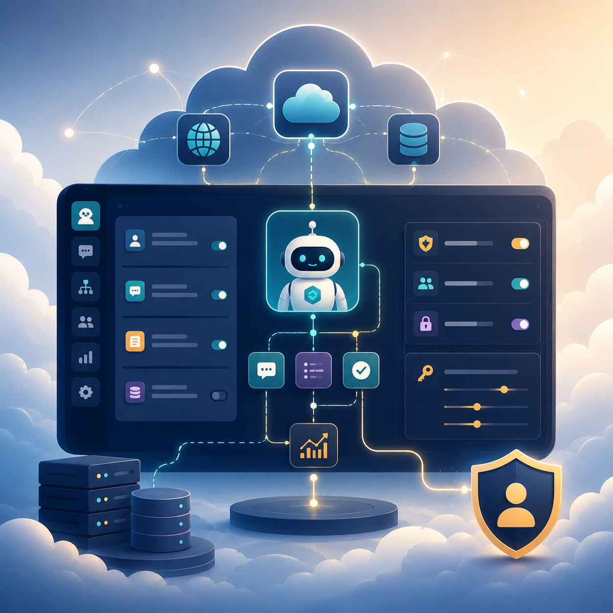 An AI agent connected to cloud services, data and security controls